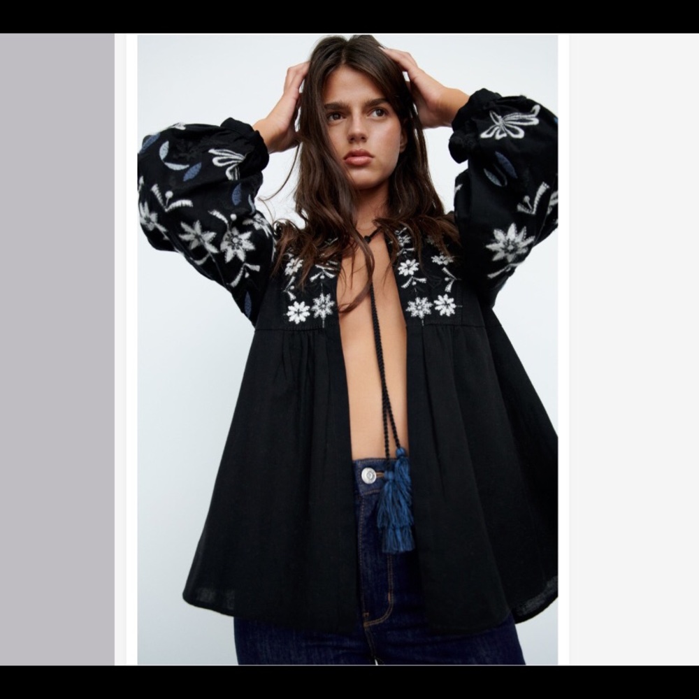 ZARA Embroidered Cotton Overshirt